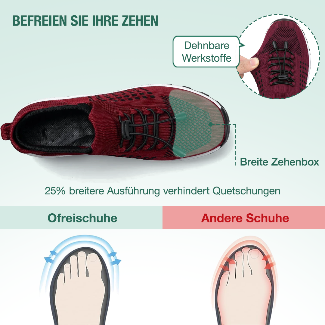 Ambulo Orthopädische Schuhe Strickstoff - Schwarz Rot