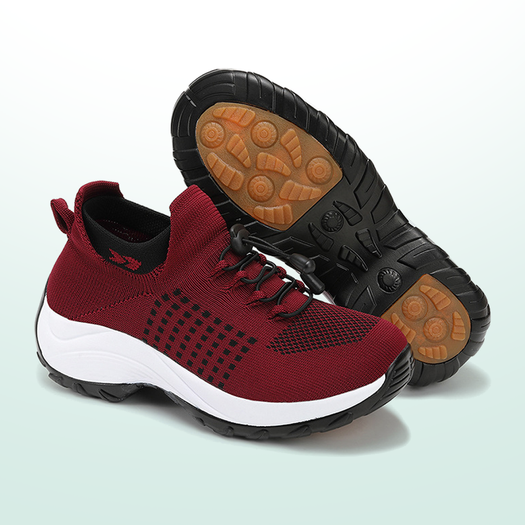 Ambulo Orthopädische Schuhe Strickstoff - Schwarz Rot