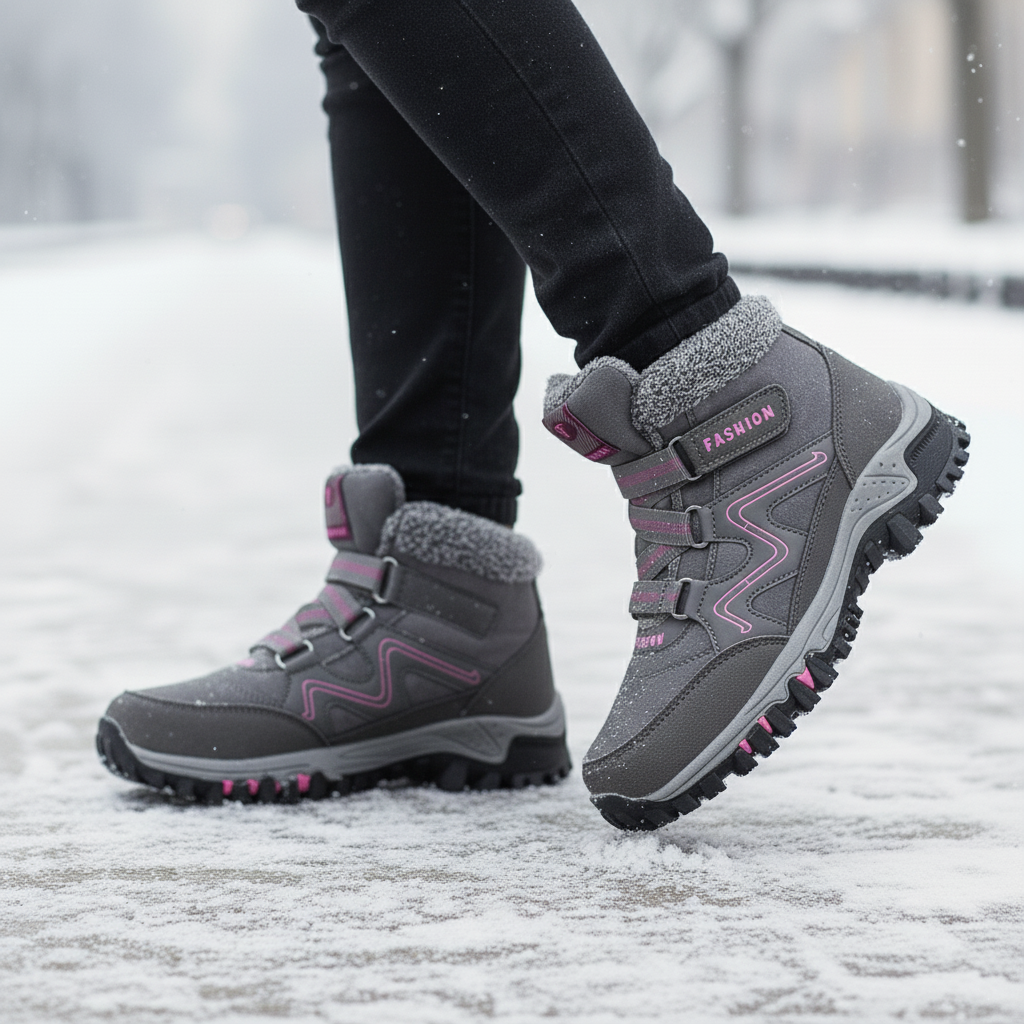 Solvema Orthopädische Winterschuhe - Rosa Grau